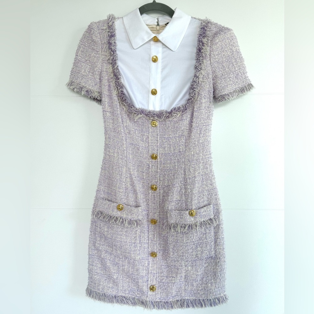 Elisabetta Franchi Tweed Mini Dress in Lilac